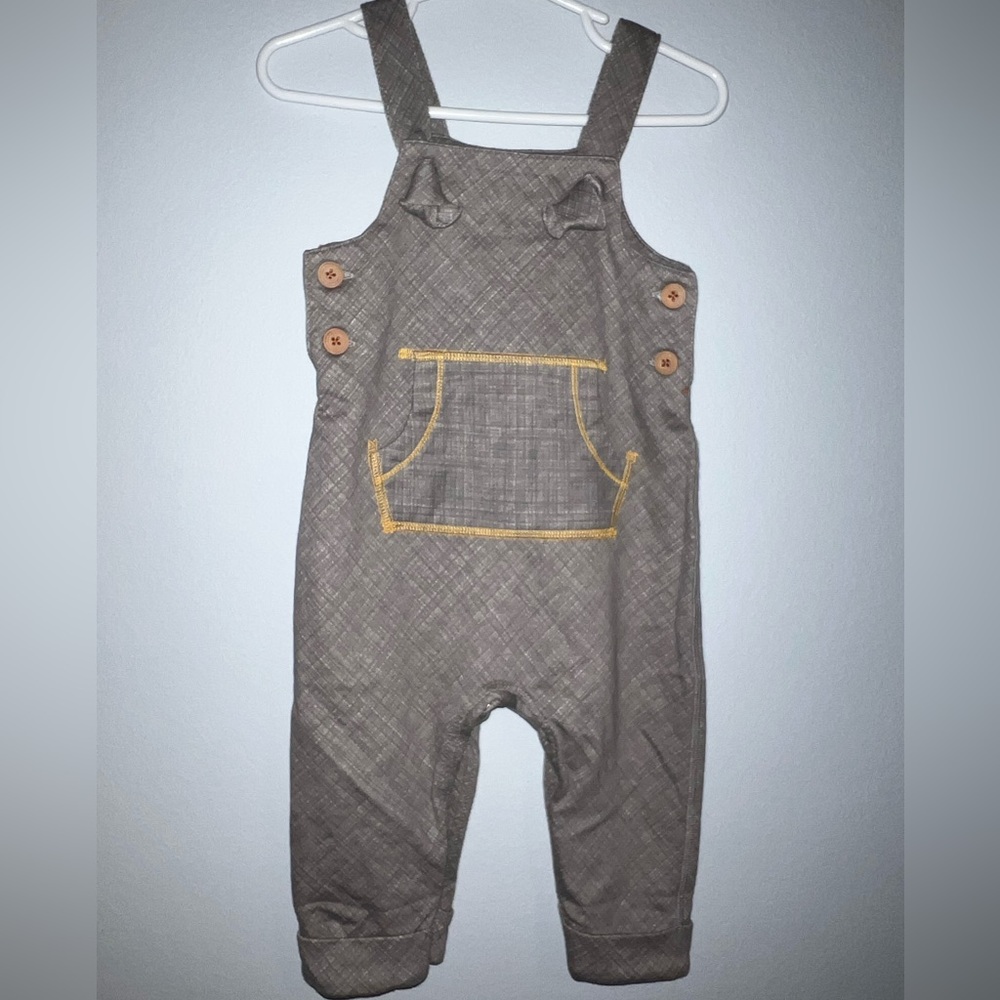 &Matilda Jane Overalls with textured grey look and orange thread - Picture 2 of 8
